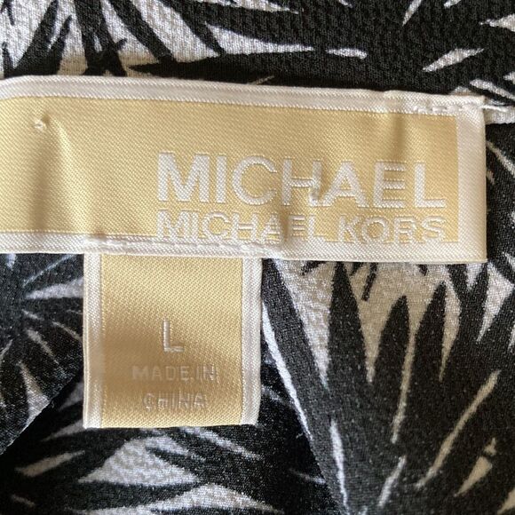 Michael Kors Quarter Zip Black & White Tab Sleeves Long Line Tunic Size L - Picture 9 of 10